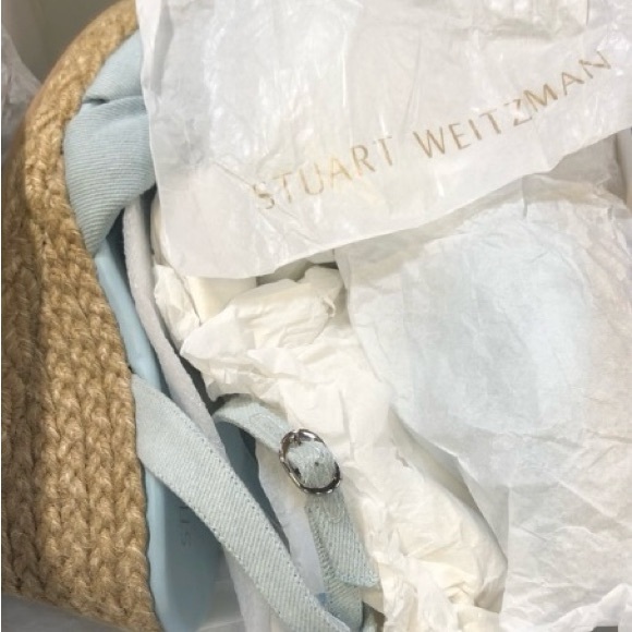 Stuart Weitzman Playa Espadrille Knot Wedge Sandal In Denim Light Blue - Picture 2 of 2